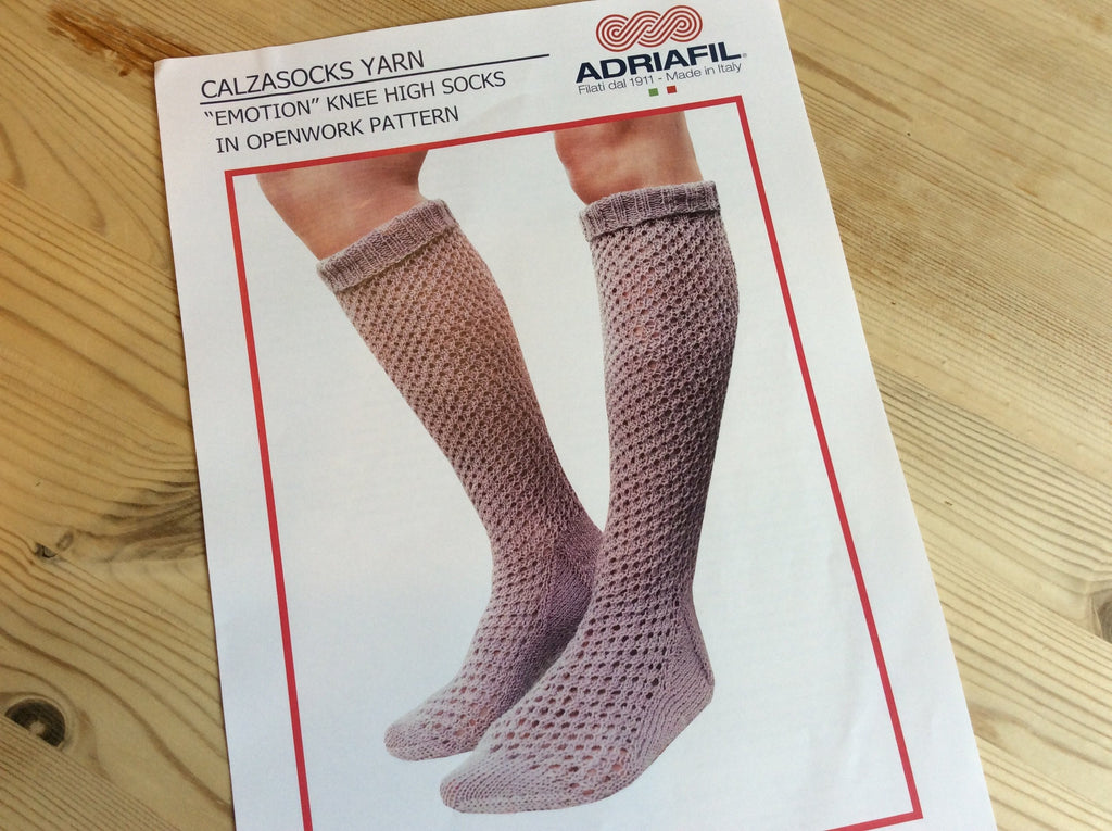 Adriafil Knitting Patterns 4ply Knee High Sock Knitting Pattern - “Emotion” Socks for Calzasocks Yarn by Adriafil