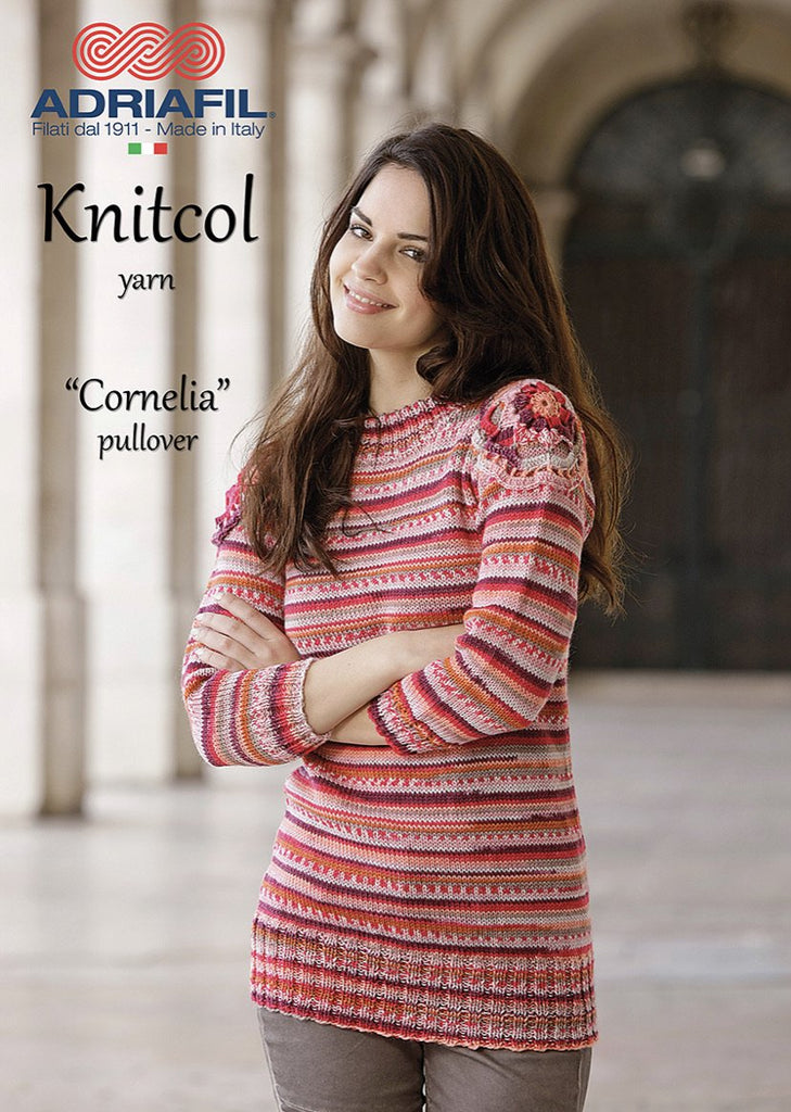 Adriafil Knitting Patterns “Cornelia” Pullover Knitting Pattern - Knitcol Yarn - Adriafil