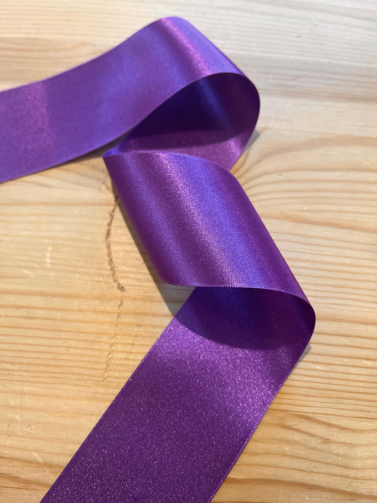 Berisfords Ribbon and Trims Double Faced Polyester Satin Ribbon - 50mm - Purple - 19