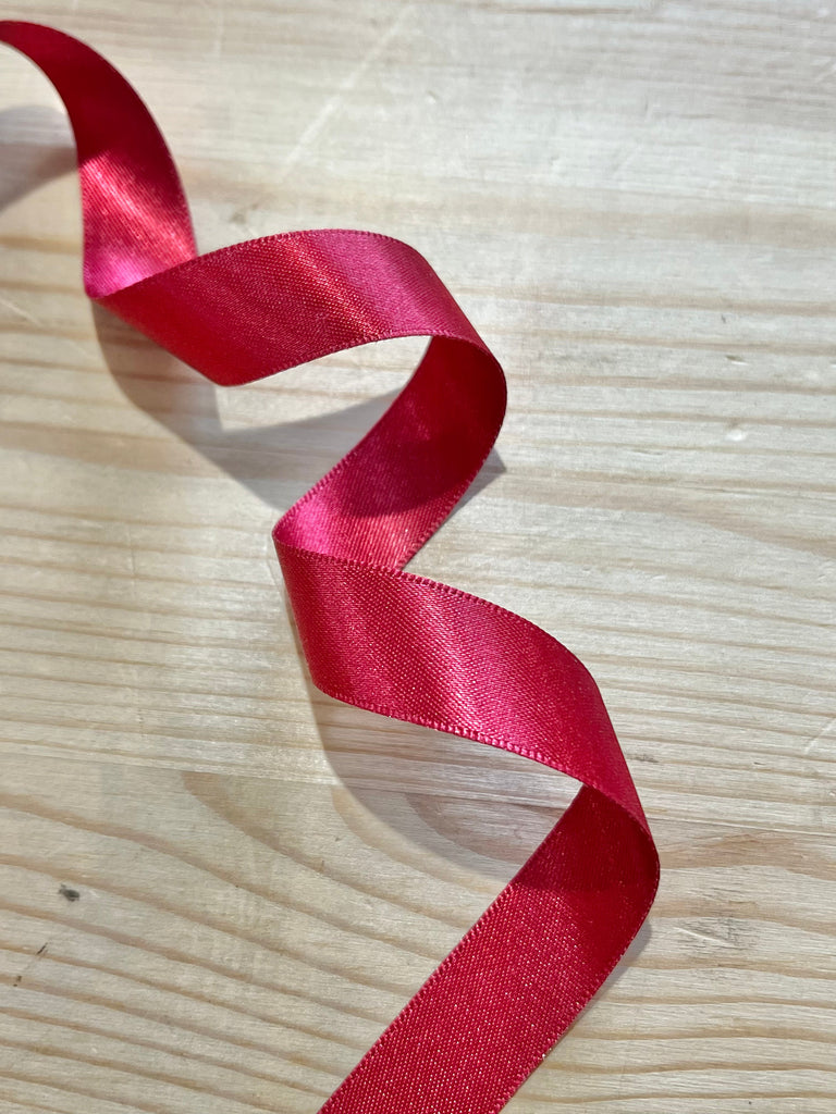 Berisfords Ribbon and Trims Double Faced Polyester Satin Ribbon - Cardinal Red - 15mm