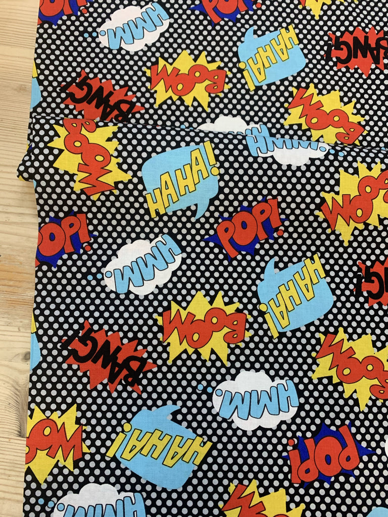 Blank Quilting Fabric Bang Boom Pop!  - Superheroes Wear Masks for Blank Quilting