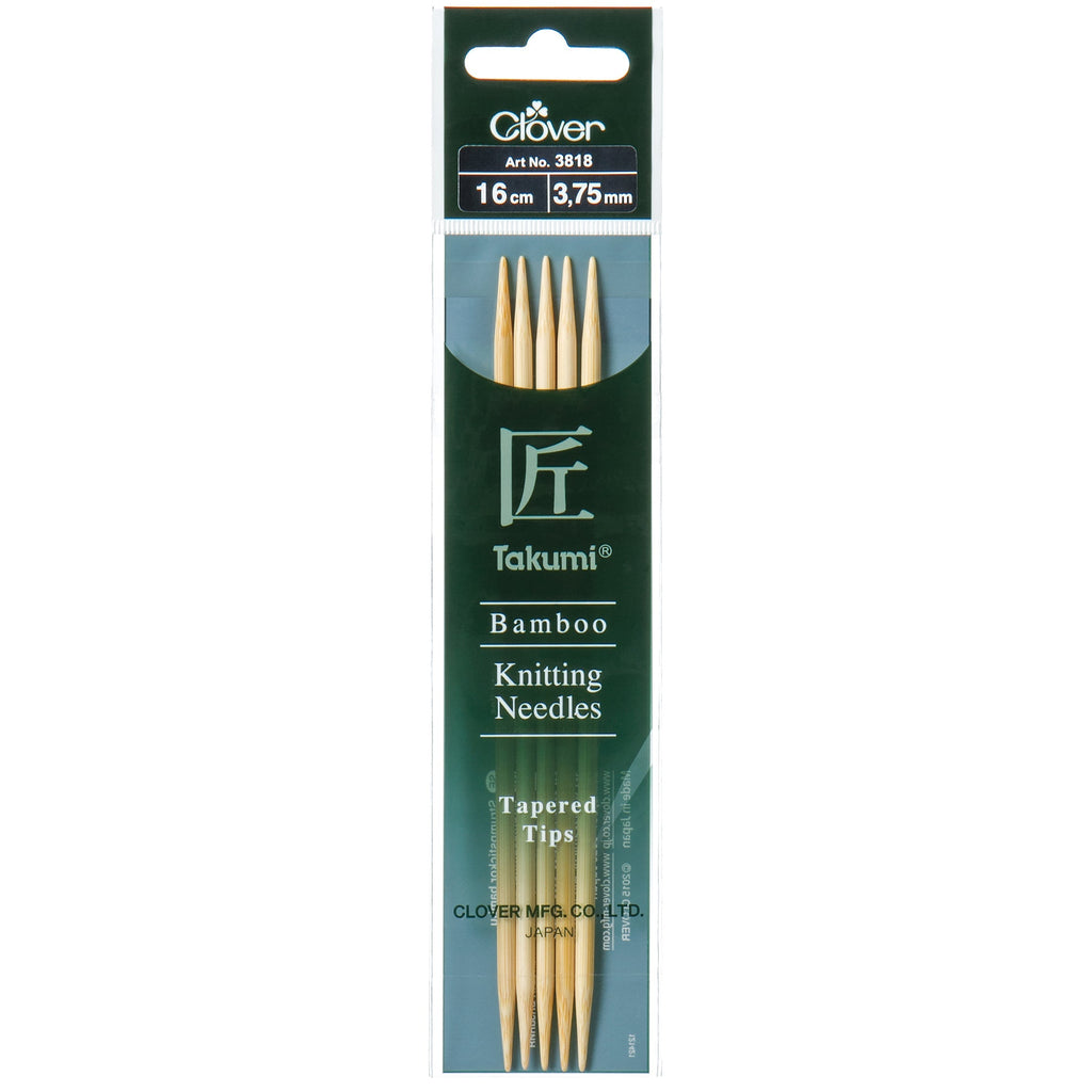 Clover Knitting Needles 3.75mm 16cm - Clover Bamboo Double Pointed Needles - set of five