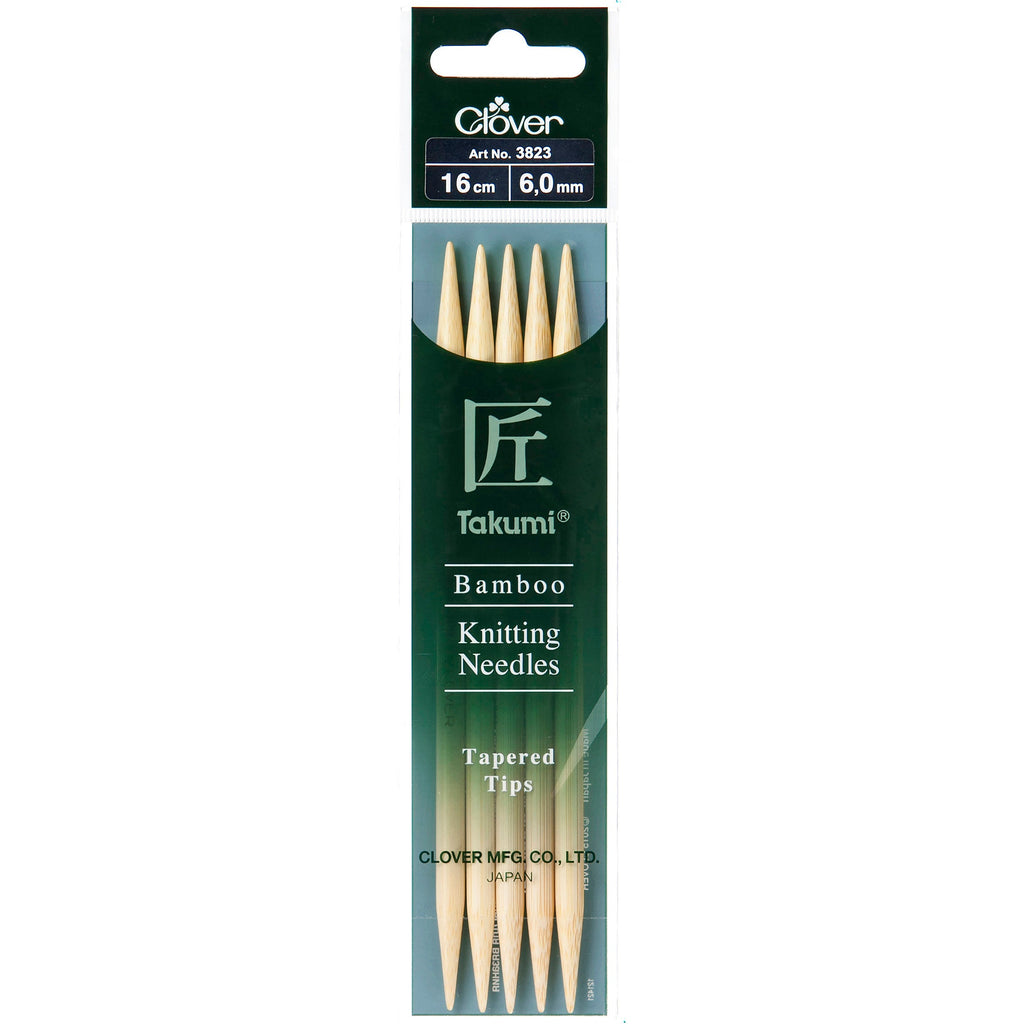 Clover Knitting Needles 6.00mm 16cm - Clover Bamboo Double Pointed Needles - set of five