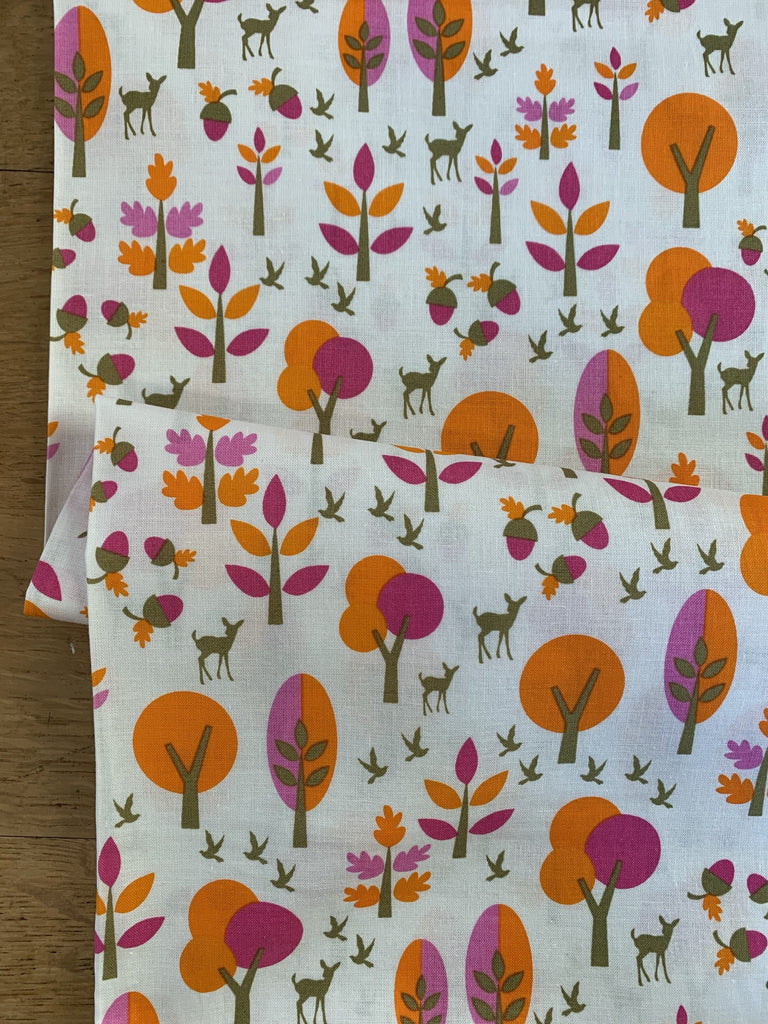 Copenhagen Print Factory Fabric Deer In The Trees - Fuchsia Orange - Copenhagen Print Factory