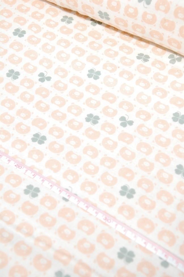 Cosmo-Tex Fabric Pig in Clover - Double Gauze - by Cosmo from Japan