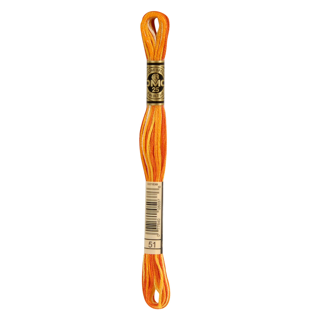 DMC Thread Variegated Light Orange 51 - DMC Mouliné Stranded Cotton Embroidery Thread