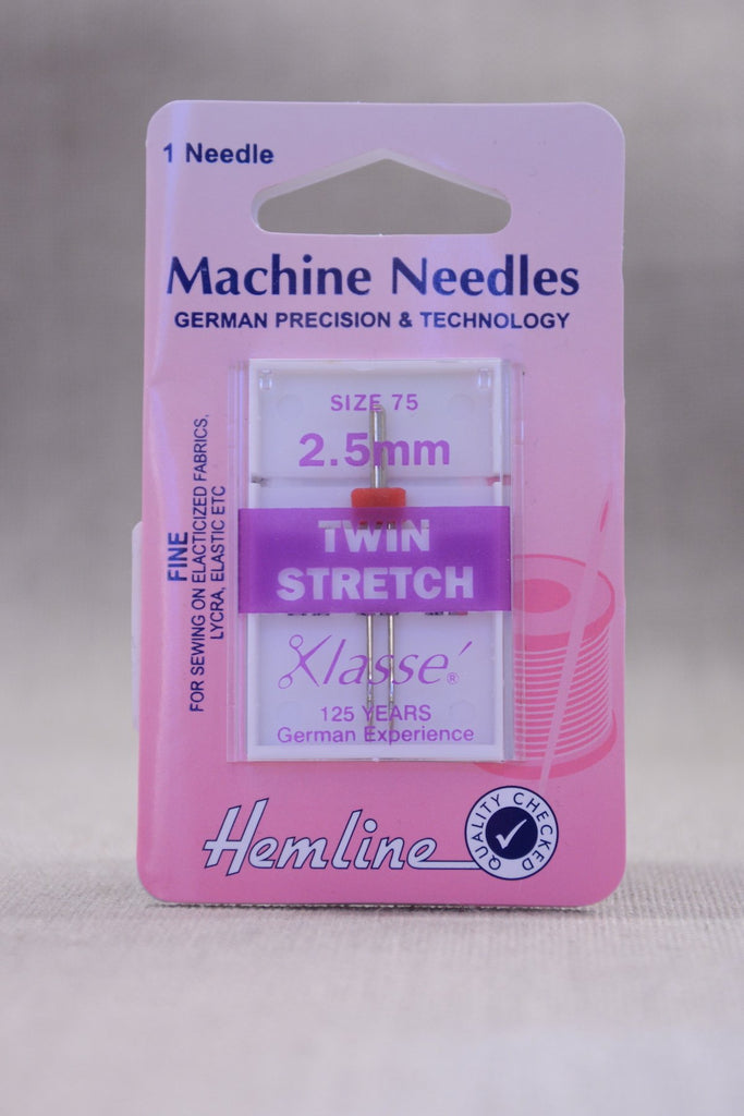 Hemline Needles and Pins 2.50mm - Twin Stretch Machine Needles: 75/11