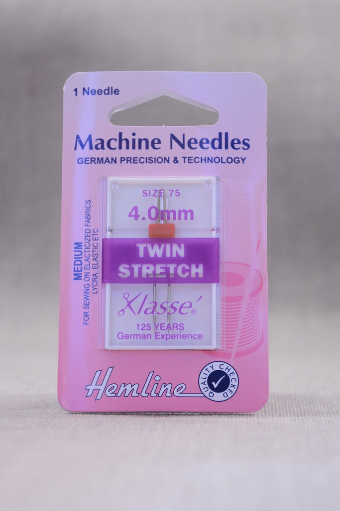 Hemline Needles and Pins 4.00mm - Twin Stretch Machine Needles: 75/11
