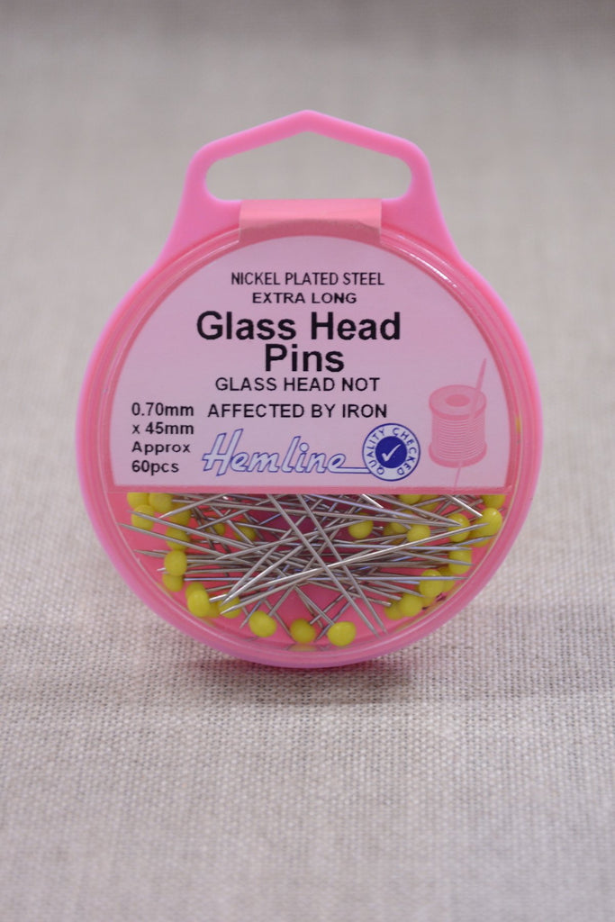 Hemline Needles and Pins Glass Head Pins 0.70mm x 45mm 60pcs