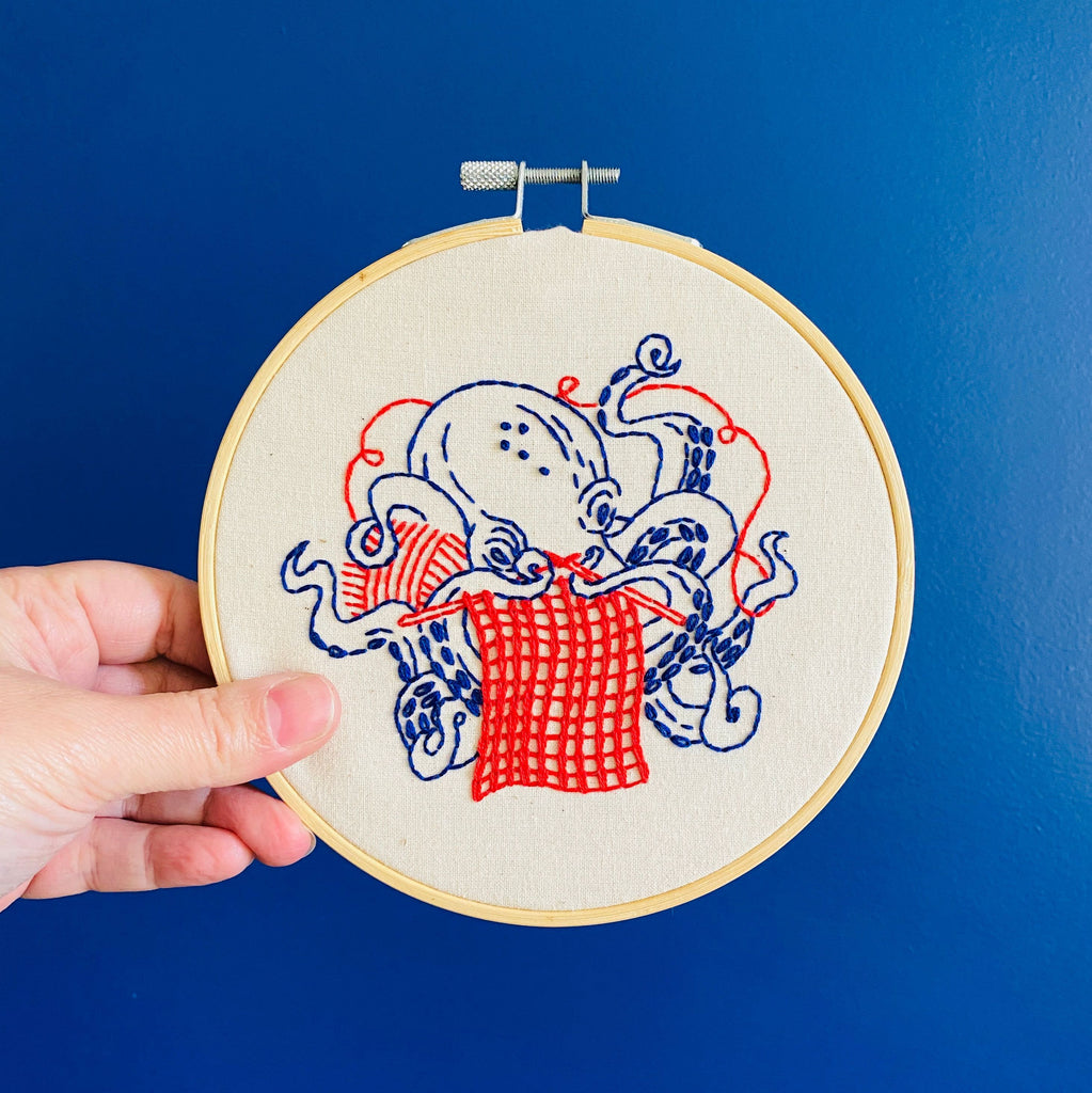 Hook, Line & Tinker Kits Industrious Octopus Embroidery Kit - Hook, Line & Tinker