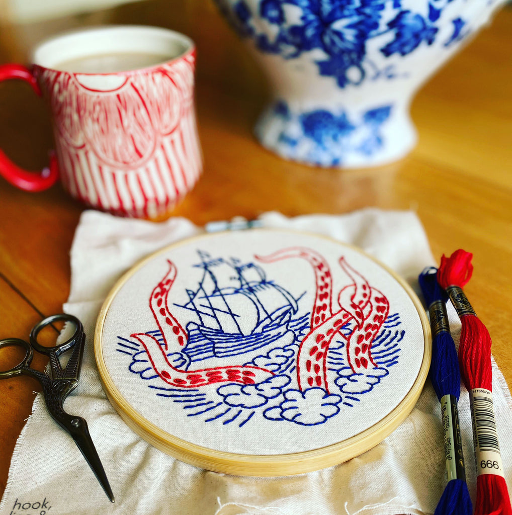Hook, Line & Tinker Kits Release The Kraken Embroidery Kit - Hook, Line & Tinker