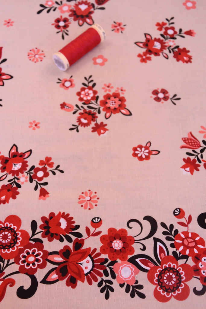 Lecien Fabric Flower Border - Beige - My Folklore Collection -Lecien