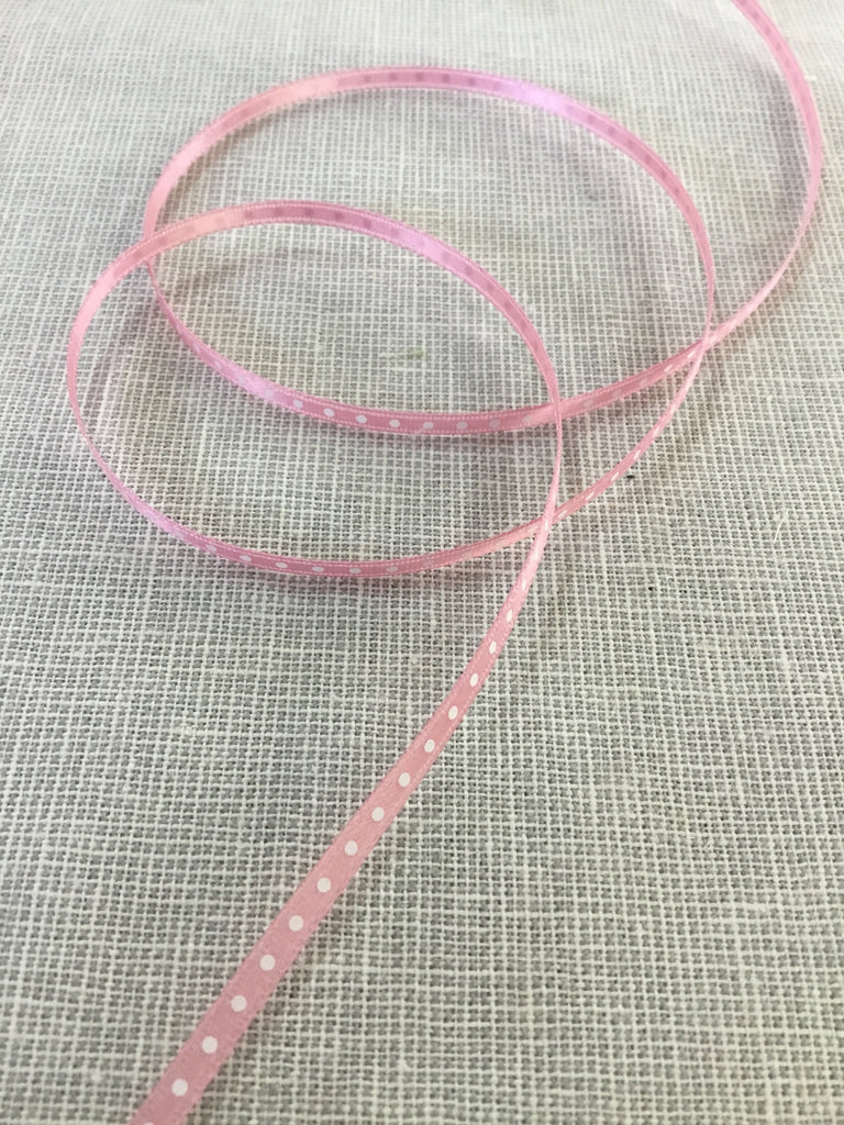 May Arts Ribbon and Trims Skinny Spot Ribbon - 3mm - Pink