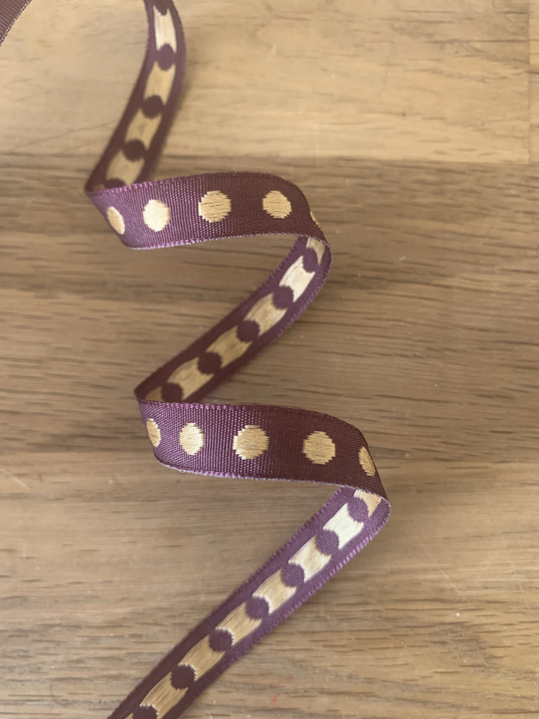 May Arts Ribbon and Trims Woven Spot Ribbon - 10mm - Burgundy