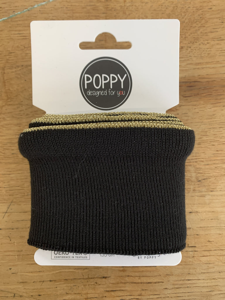 Poppy Fabric Cuffs - Ruffle Lurex Black - 7cm x 135cm