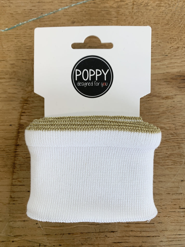 Poppy Fabric Cuffs - Ruffle Lurex Ecru - 7cm x 135cm