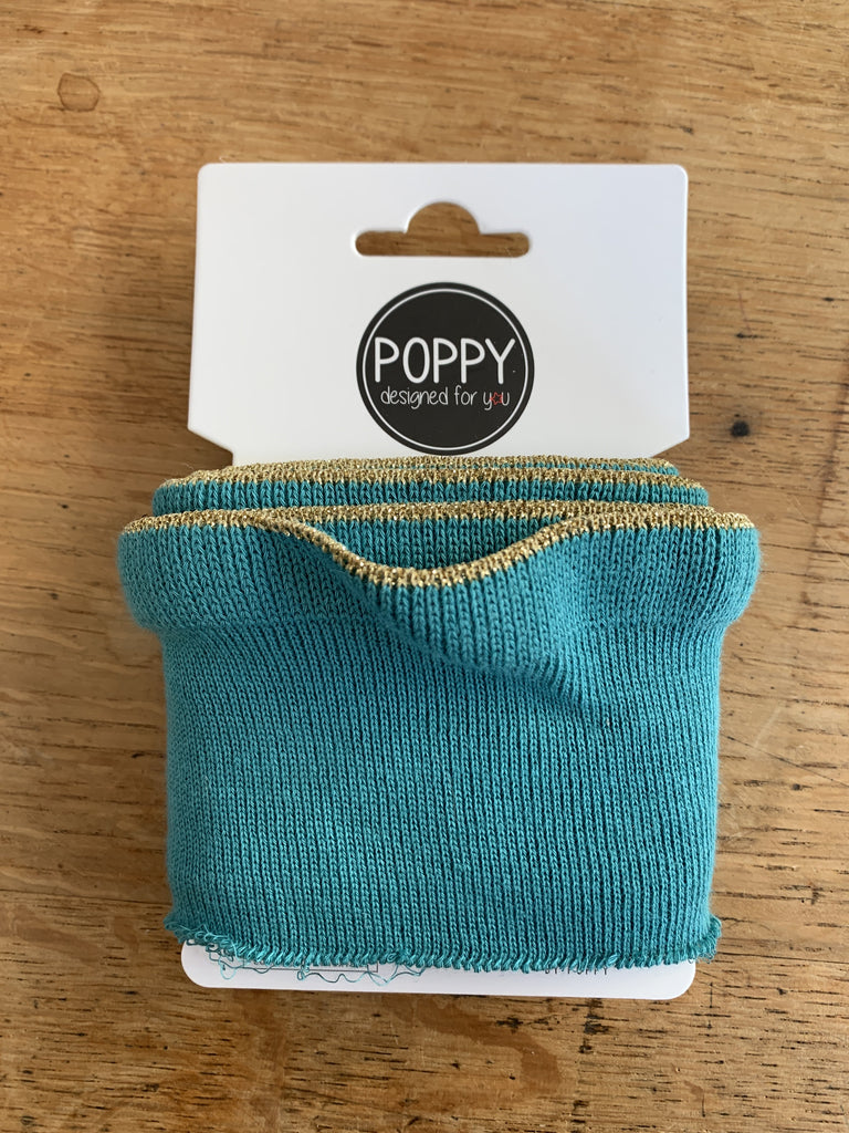 Poppy Fabric Cuffs - Ruffle Lurex Teal - 7cm x 135cm