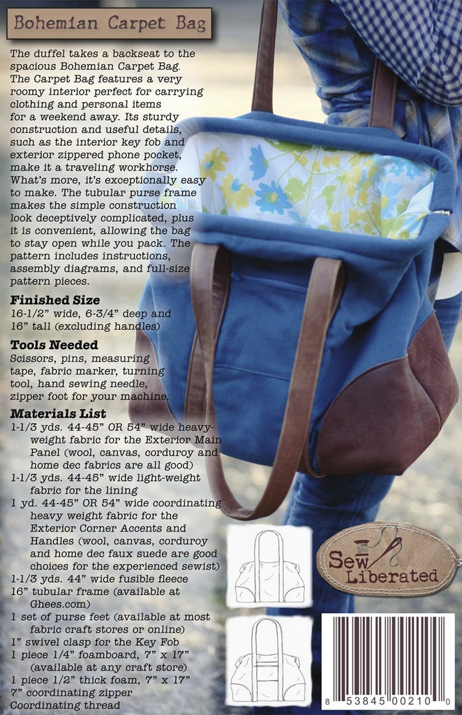 Sew Liberated Bag Patterns Bohemian Carpet Bag - Sew Liberated - Digital Download PDF Sewing Pattern