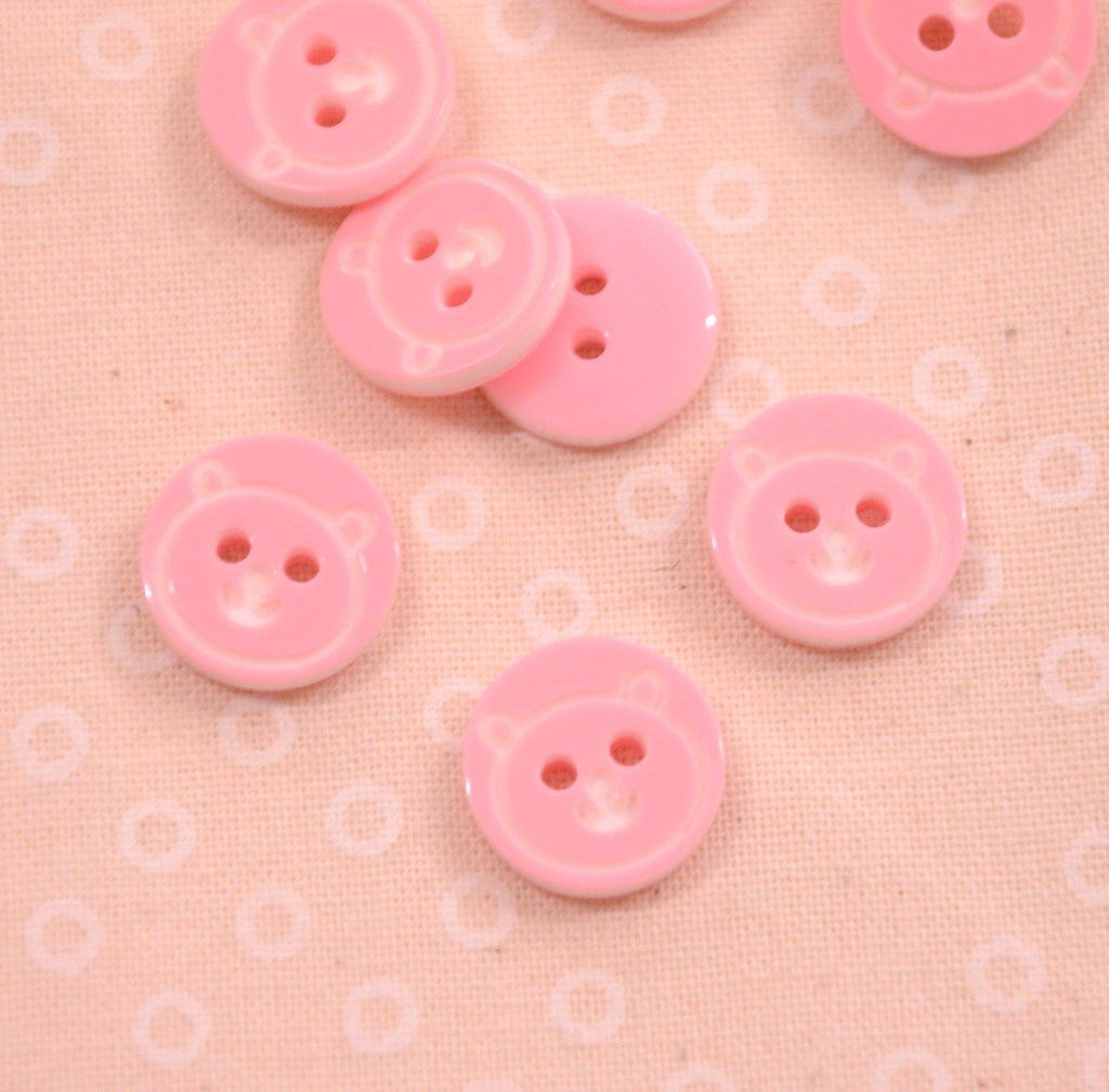 Stephanoise Buttons Bear Face Button - 13mm - Pale Pink