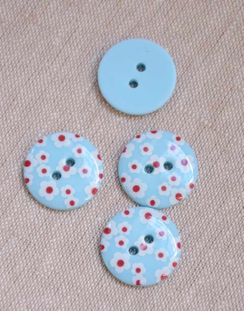 Stephanoise Buttons Flower Garden Button - Blue - 18mm