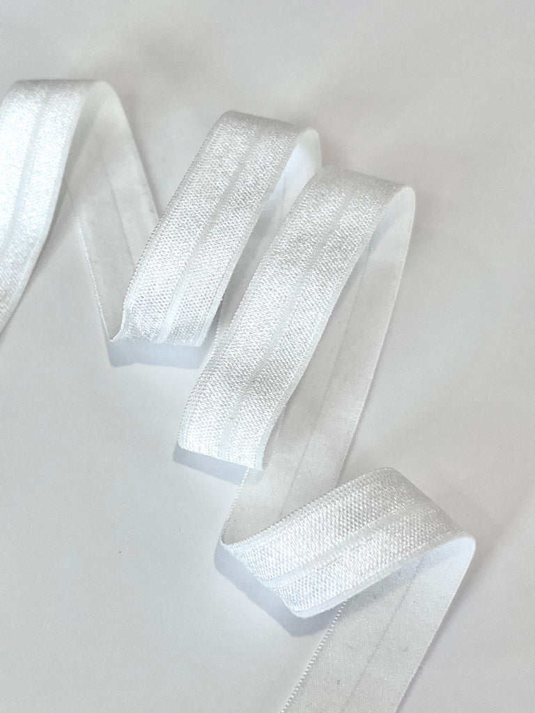 Stephanoise Ribbon and Trims Fold Over Elastic (FOE) - White - 16mm