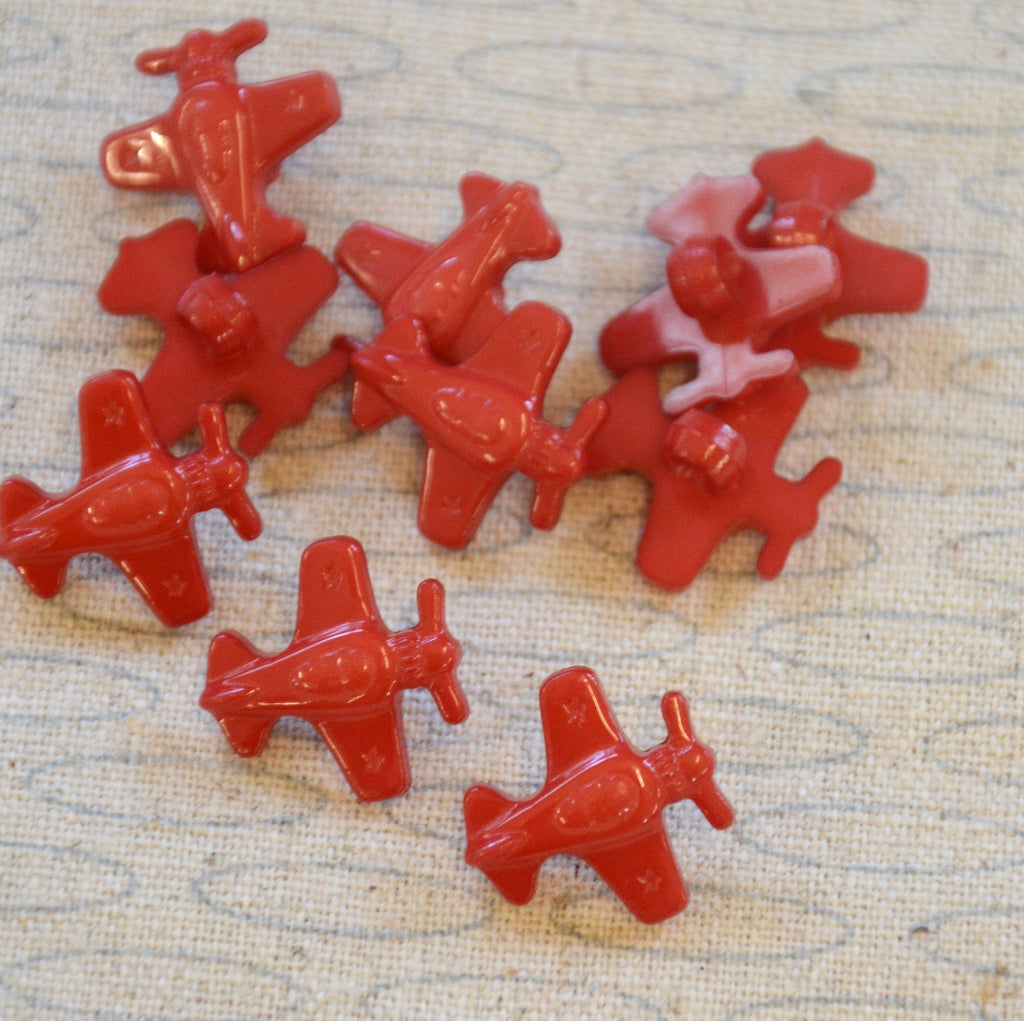 The Button Company Buttons Aeroplane Shank Button - Red - 15mm