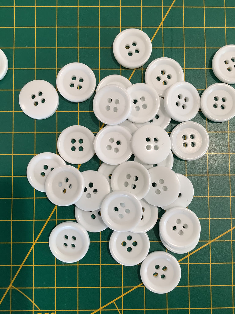 The Button Company Buttons Bright white 4 hole ring edged button - 18mm