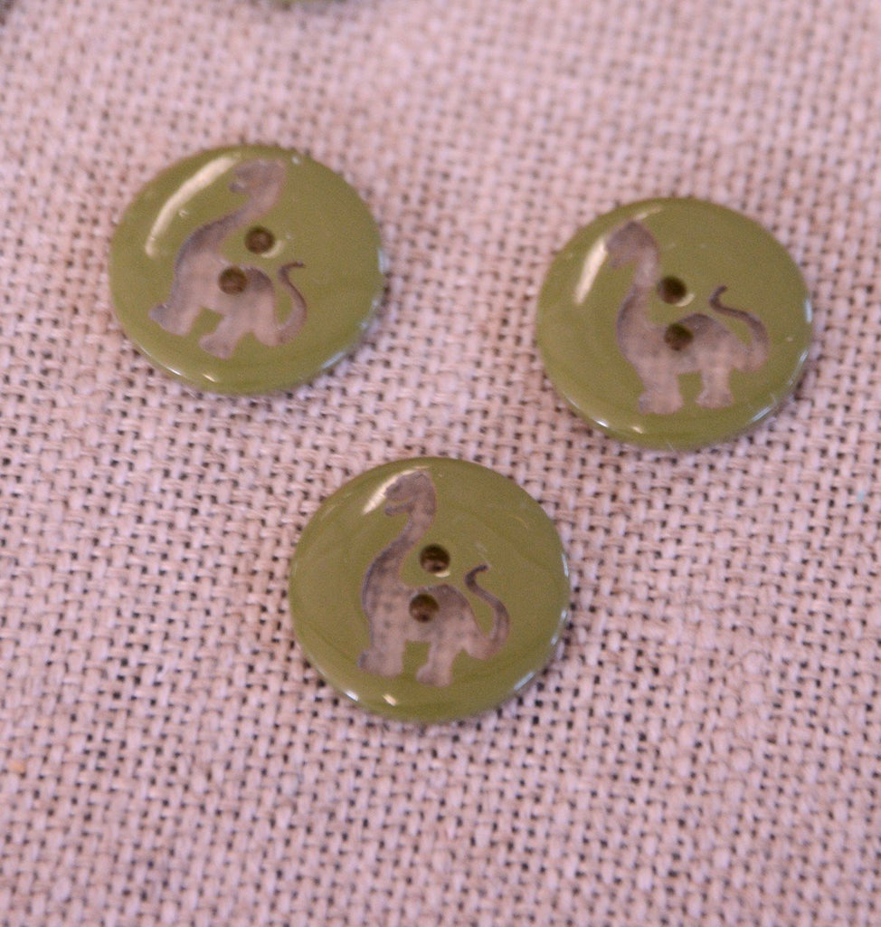 The Button Company Buttons Dino Silhouette Button - 15mm - Khaki Green