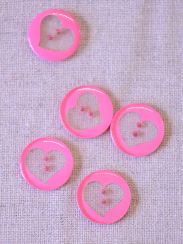 The Button Company Buttons Heart Silhouette Button - 15mm - pink