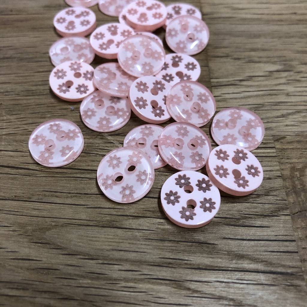 The Button Company Buttons Little Daisy Button - Baby Pink - 13mm