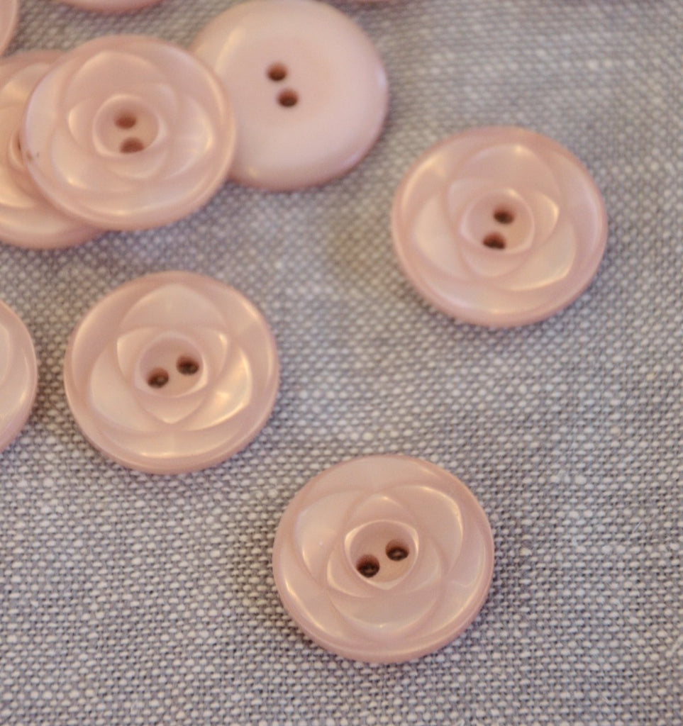 The Button Company Buttons Pearly Rose Petals Button - 18mm - Dusty Pink