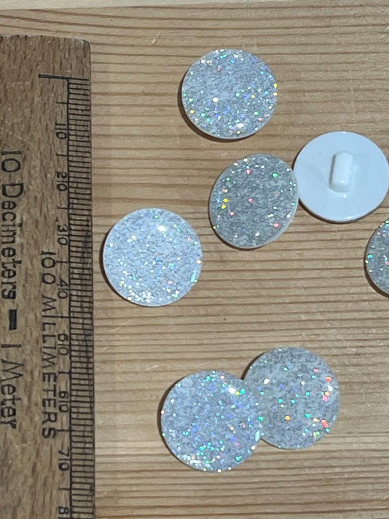 The Button Company Buttons Silver Glitter Shank - 18mm Button