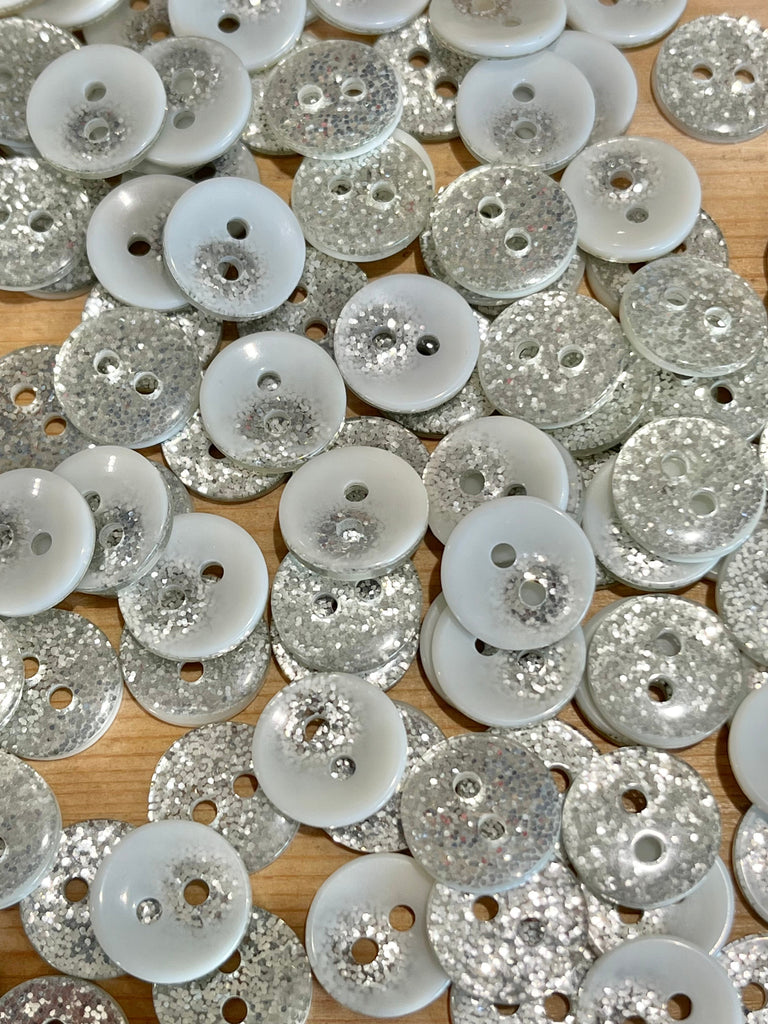 The Button Company Buttons Silver Glitter Spot 13mm Button