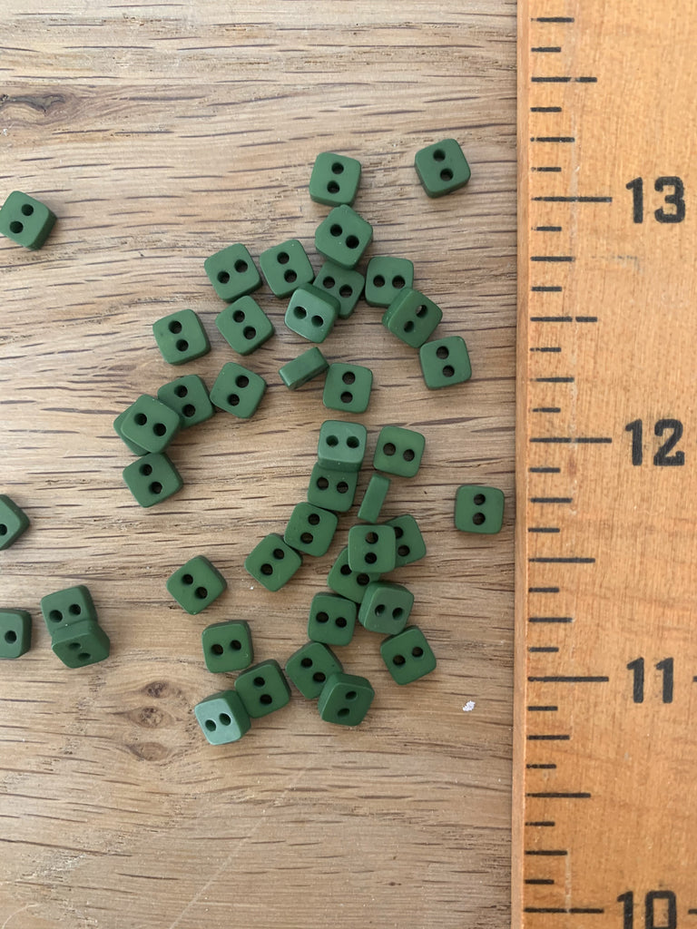 The Button Company Buttons Square Teeny tiny Green buttons 7mm