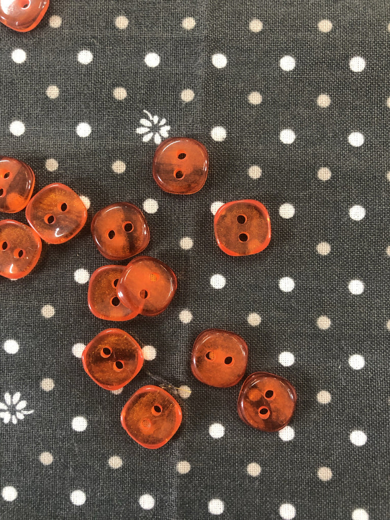 The Eternal Maker Buttons Clear Circle Square Button - Orange - 13mm