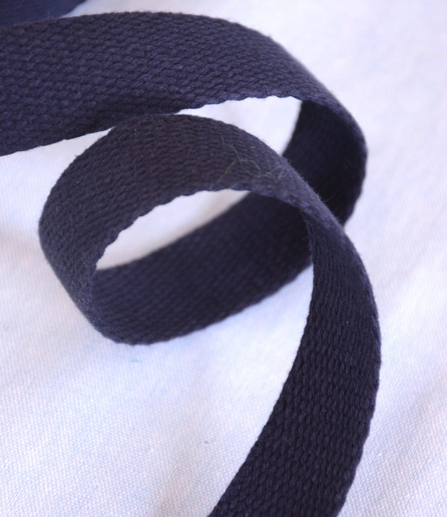 The Eternal Maker Ribbon and Trims Cotton Webbing Tape - 25mm/ 1” -  Navy - by the 1/2m