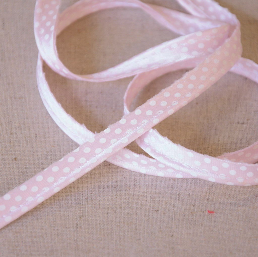 The Eternal Maker Ribbon and Trims Spotty Satin Piping Cord - 8mm - Pale Pink