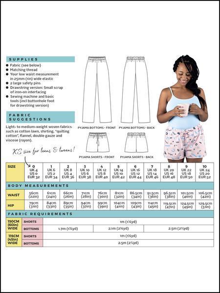 Tilly and the Buttons Dress Patterns Jaimie Pyjama Bottoms and Shorts - Tilly and the Buttons Sewing Patterns