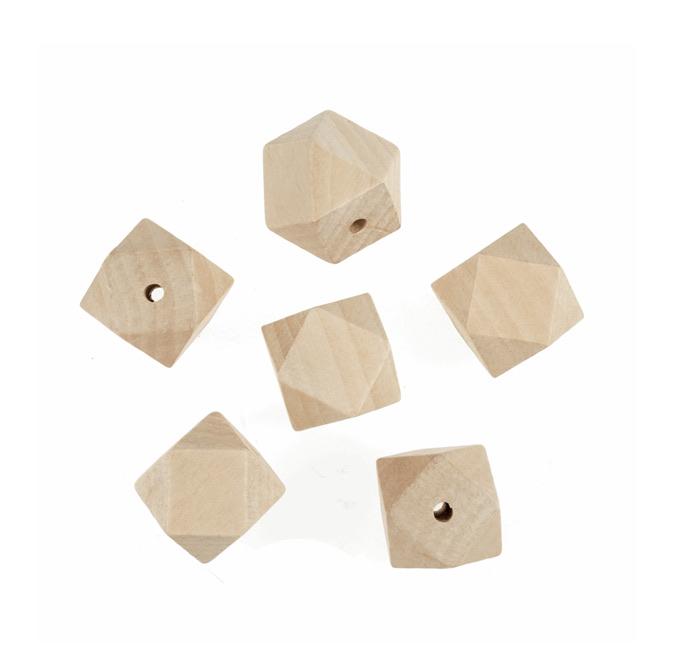 Trimits Craft Supplies Geometric Wooden Beads - 20mm - 6 Pieces