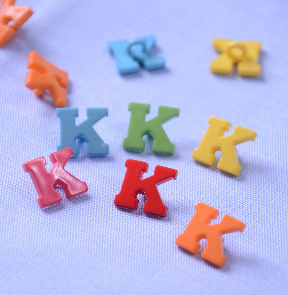 Unbranded Buttons Alphabet Shank Button - Letter K - 12mm