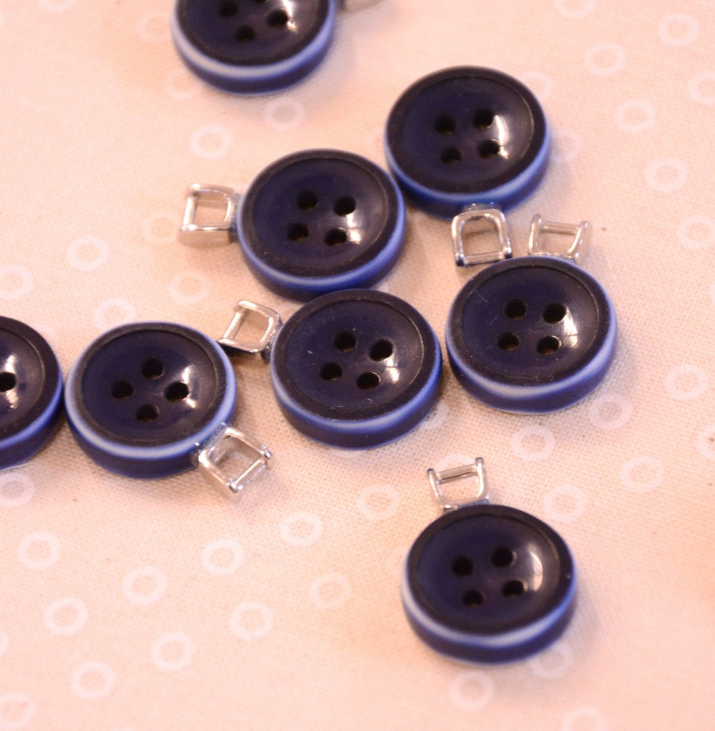 Unbranded Buttons Button Charm - 15mm - Navy