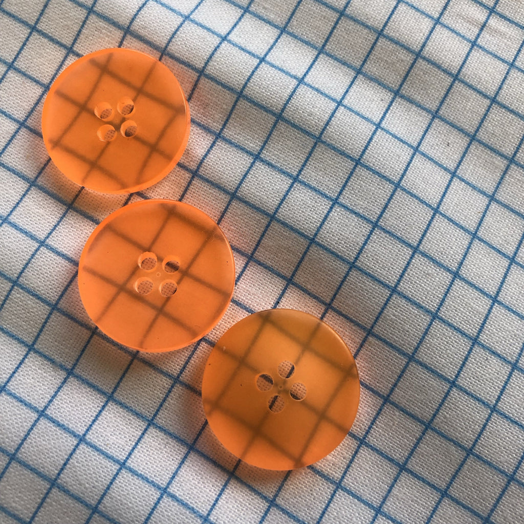 Unbranded Buttons Neon Orange - 20mm - 4 Hole Button
