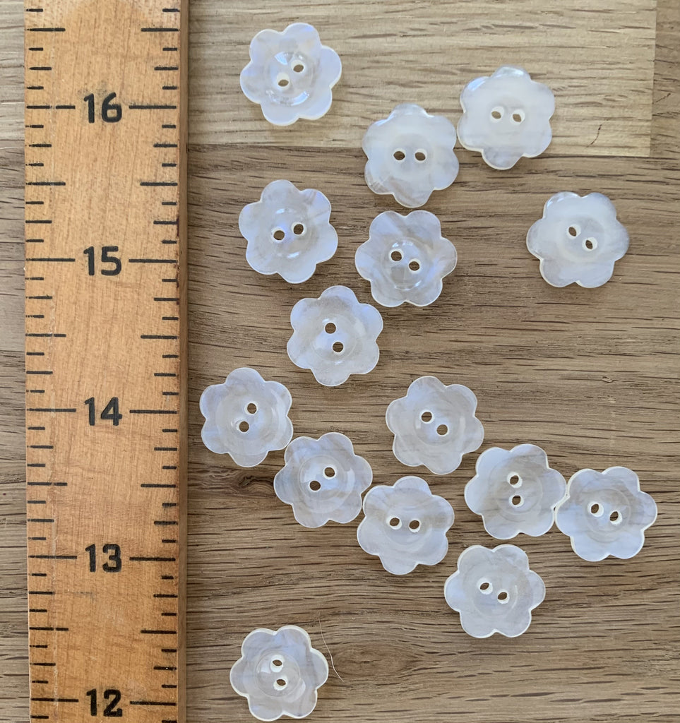 Unbranded Buttons Pearly Translucent Flower Button - 19mm and 23mm