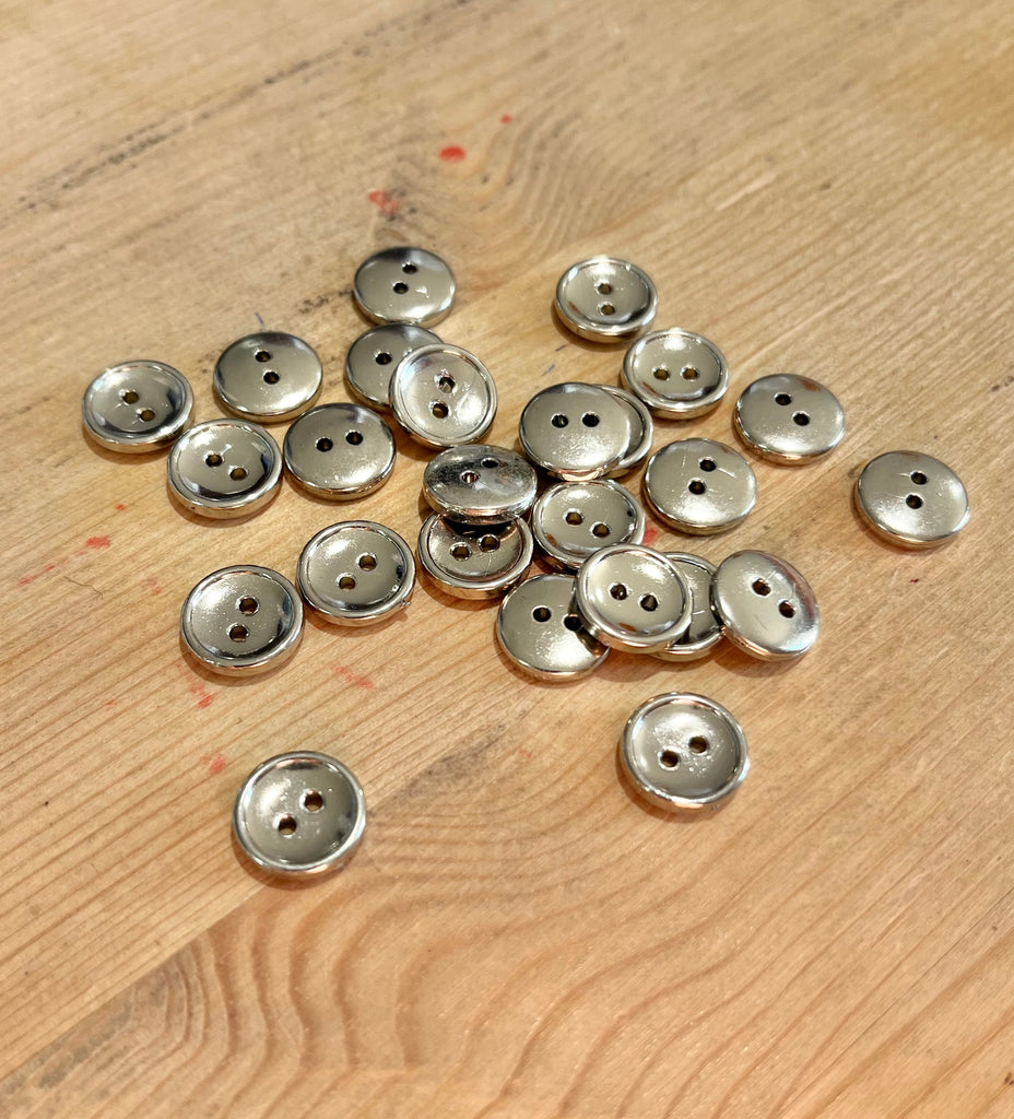 Unbranded Buttons Silver 2 Hole Button - 12mm