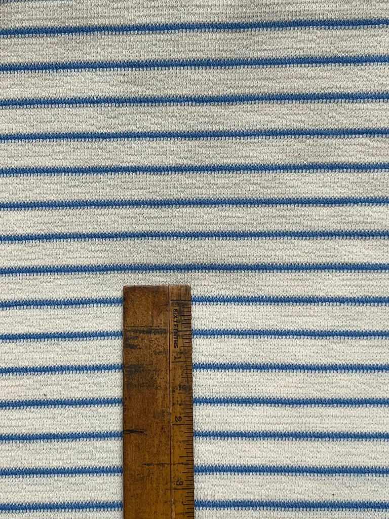 Unbranded Fabric Cream and Blue Stripe - Terry Knit Jersey