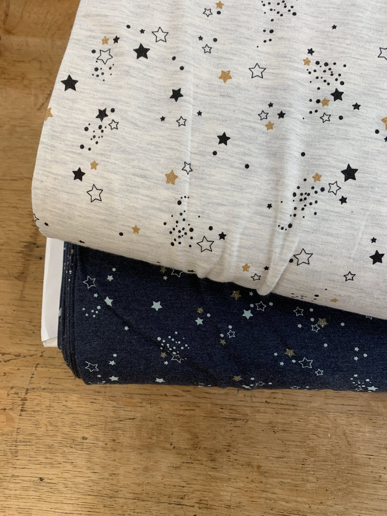 Unbranded Fabric Glitter Stars on Ecru Jersey