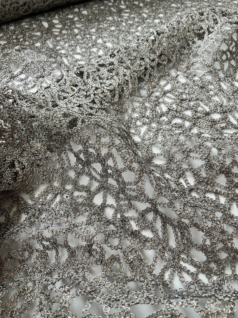 Unbranded Fabric Marguerite Pewter Metallic Overlay