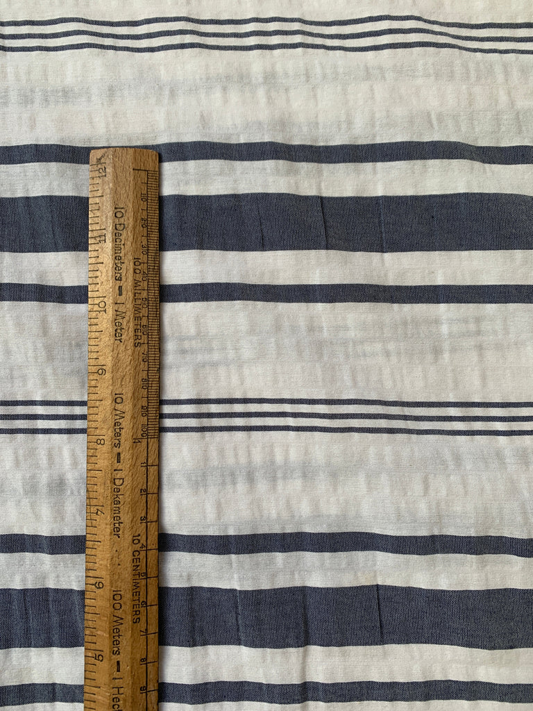 Unbranded Fabric Pucker Yarn Dyed Stripe - Indigo