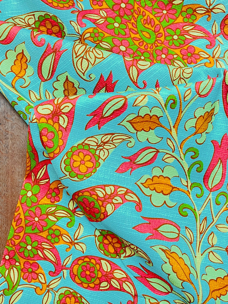 Unbranded Fabric Sylvie Paisley - Stretch Barkcloth