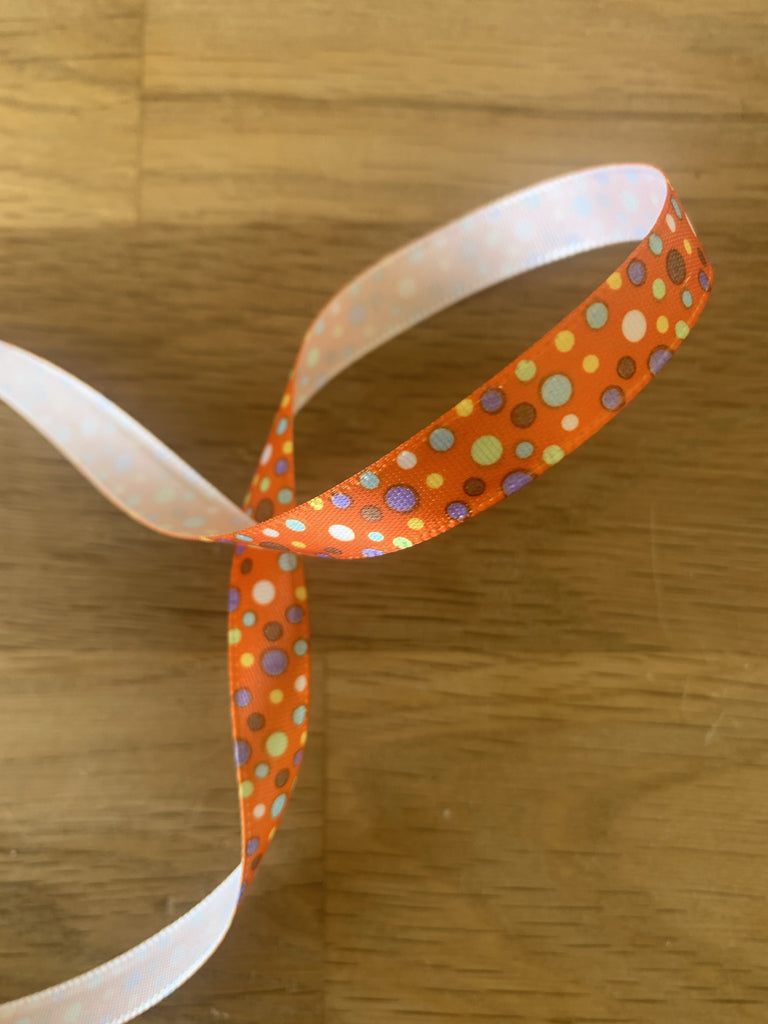 Unbranded Ribbon and Trims Candy Dots Ribbon - 9mm - Orange